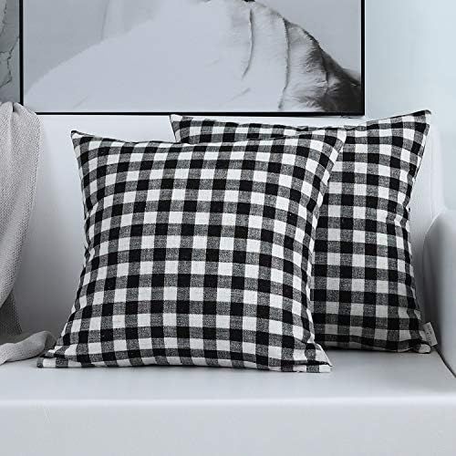 ALLIN & CEFIN Set of 2 Rustic Style Buffalo Check Plaid Throw Pillow Cover Cushion Case with Invi... | Amazon (US)