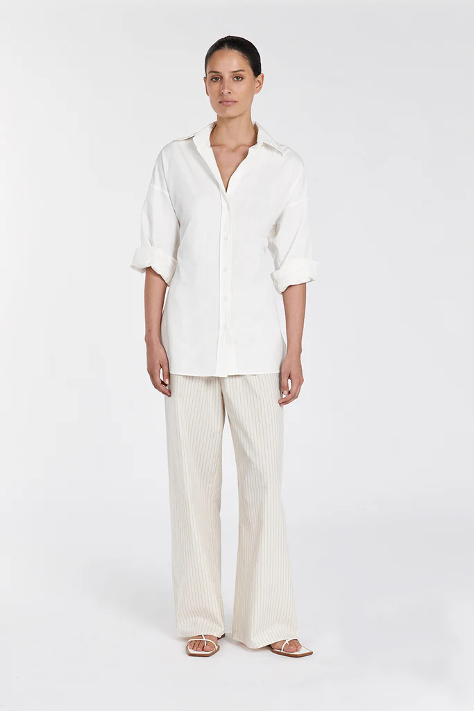 BLAKE WHITE OVERSIZED TIE SHIRT | DISSH