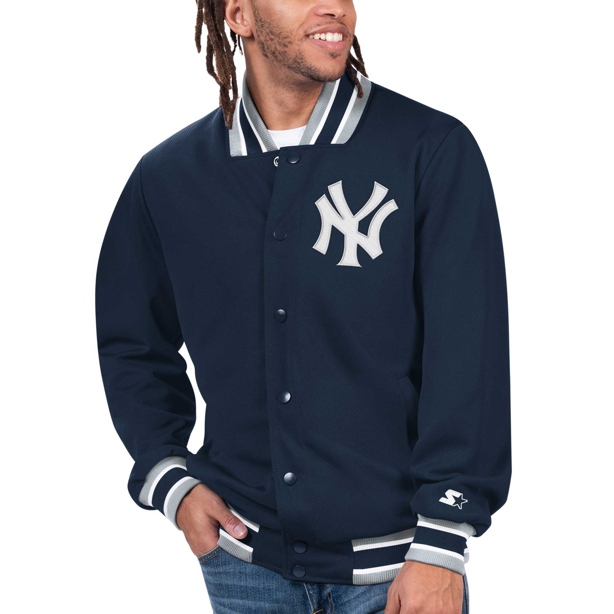 Men's New York Yankees Starter Navy Secret Weapon Full-Snap Jacket | MLB Shop