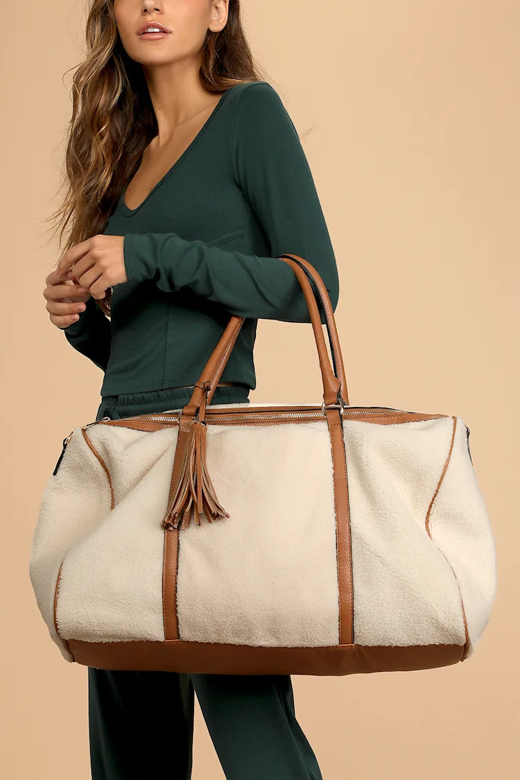 Be Right Back Ivory Faux Fur Weekender Bag | Lulus (US)
