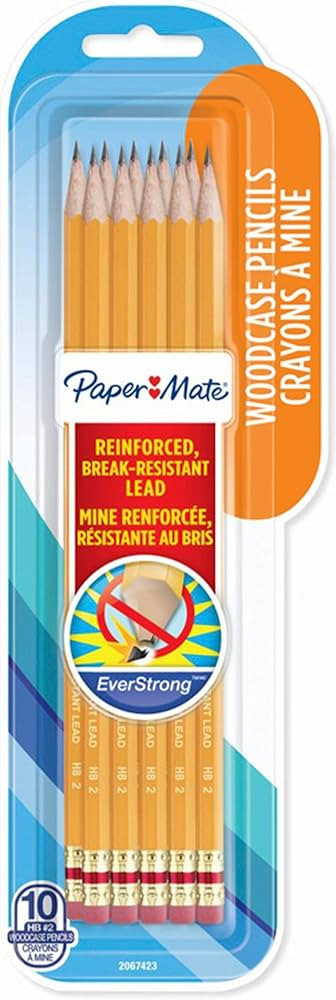 Paper Mate EverStrong #2 Pencils, Reinforced, Break-Resistant Lead When Writing, 10 Pack | Amazon (CA)