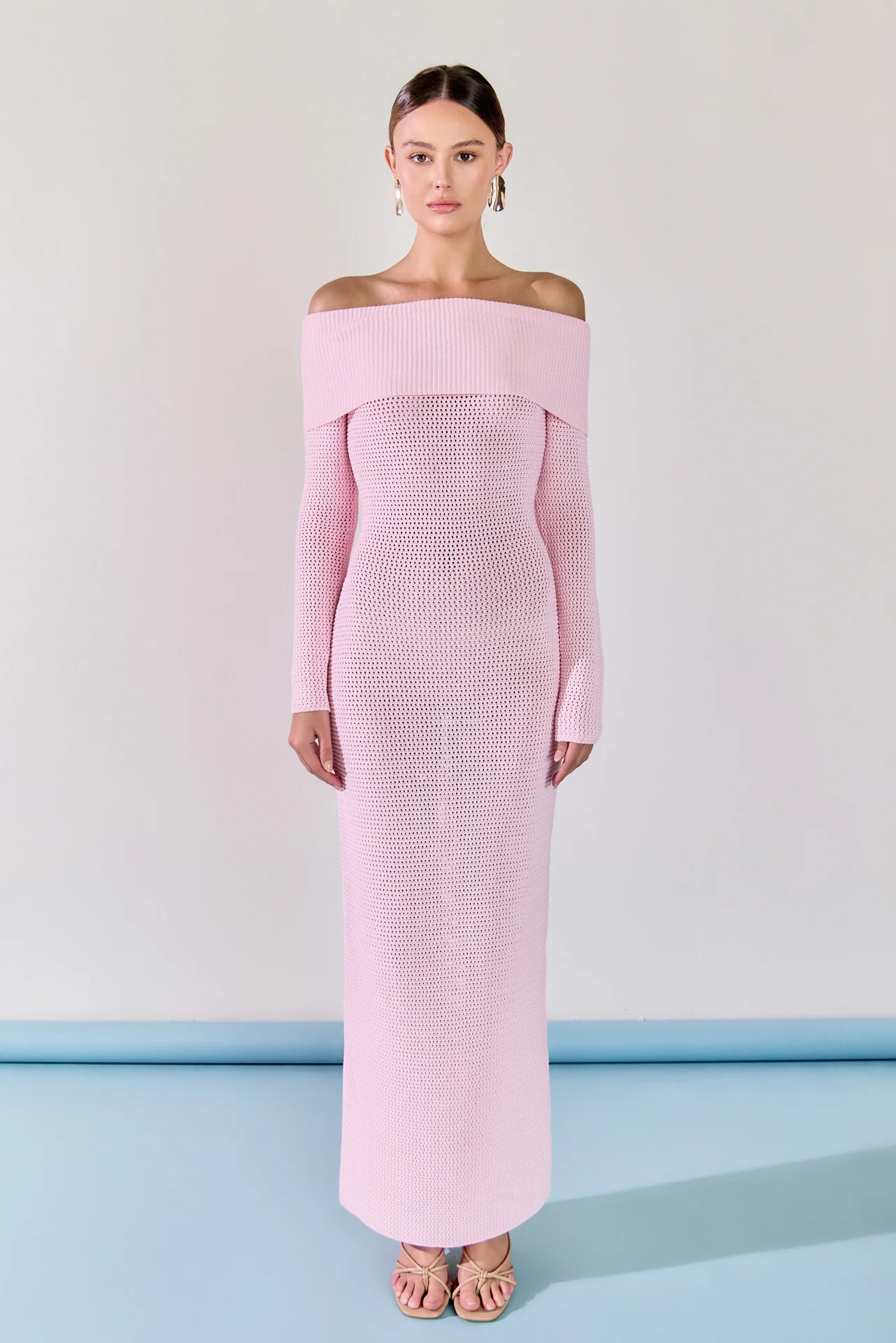 Off-the-Shoulder Long Sleeve Midi Dress | Endless Rose