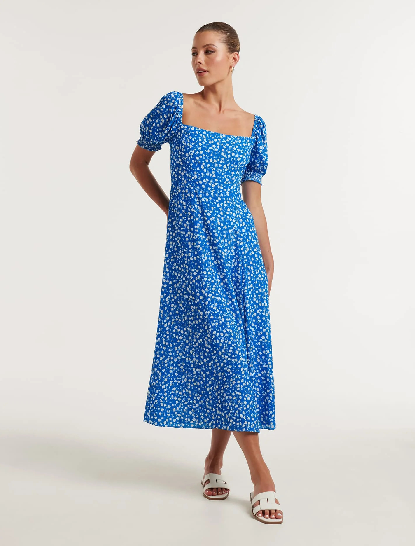 Brianna Printed Midi Dress - Cobalt Clifton Ditsy - 2 | Ever New (CA)