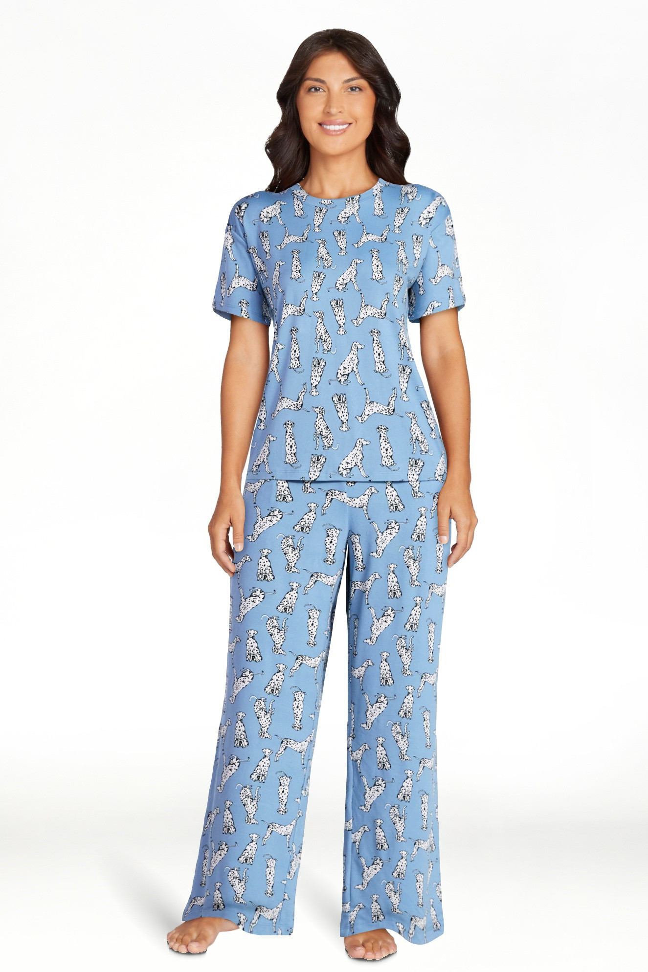 Joyspun Women's Dreamy Soft Collection Short Sleeve Sleep Top and Open Leg Pants Pajama Set, 2-Pi... | Walmart (US)
