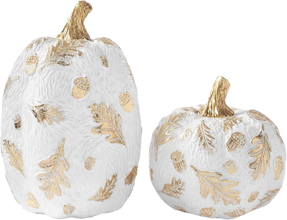 DN DECONATION 2 Pcs Fall Pumpkin Decor, Fake Resin Thanksgiving Autumn Pumpkin Table Decorations... | Amazon (US)