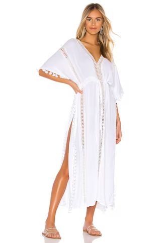 Michael Stars Farrah Maxi Caftan in White & Neon Pink from Revolve.com | Revolve Clothing (Global)