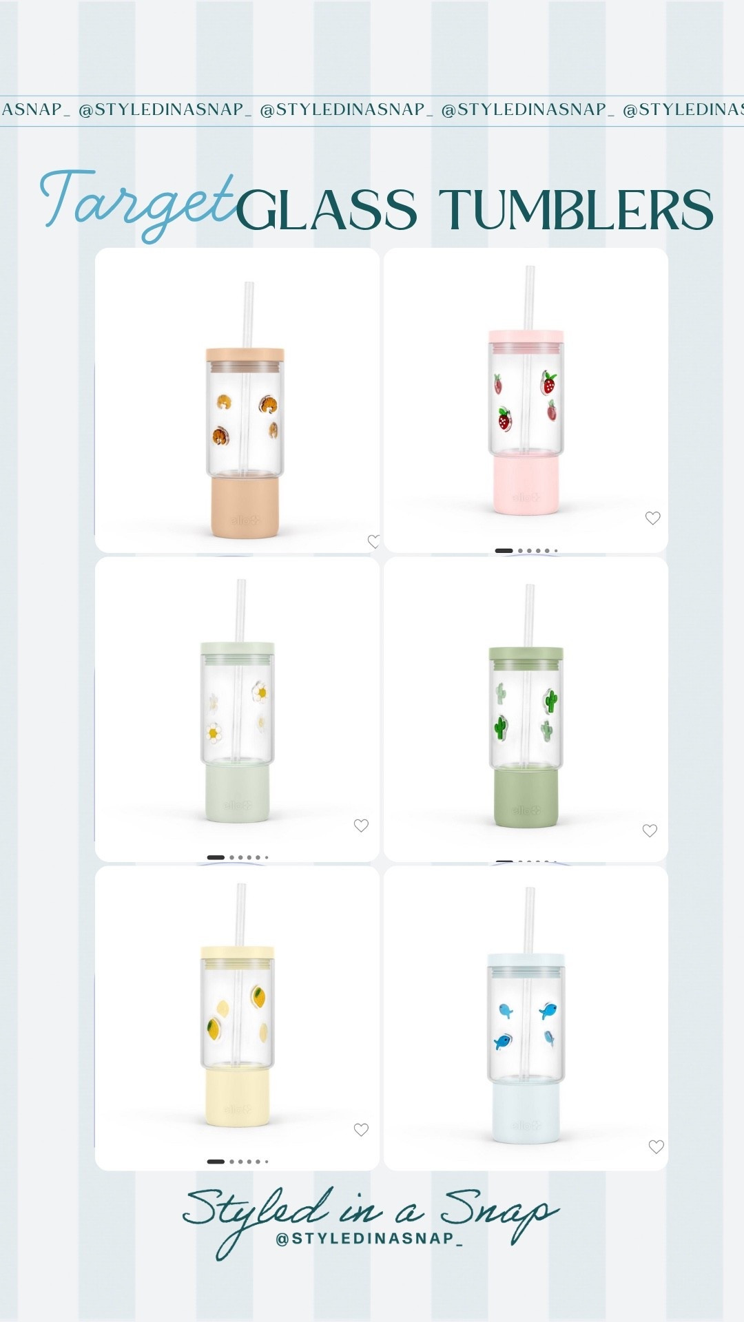 Target completely knocked it out of the park with these adorable glass tumblers. They are dishwasher safe, BPA free, cup holder friendly and have a built in coaster. The different prints are absolutely adorable and you can grab a couple for the price of most other tumblers that are like this. 
Affordable Target find, look for less home find 

#LTKHome #LTKOver40 #LTKSeasonal