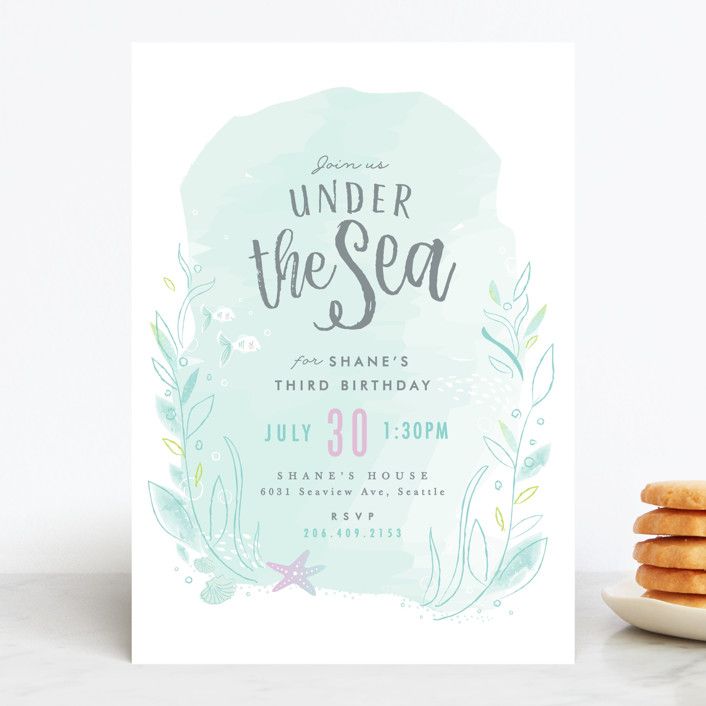 "Under the Sea" - Customizable Children's Birthday Party Invitations in Blue by Karidy Walker. | Minted