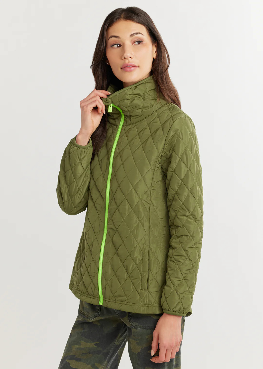 Morningside Jacket in Quilted Lustre (Army Green) | Dudley Stephens