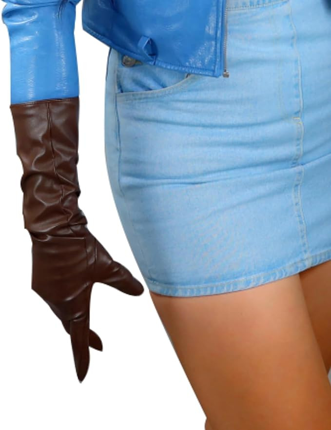 DooWayWomen Long Leather Gloves 16" Elbow Length Faux Lambskin Soft Dress Cocktail Party Gloves | Amazon (US)