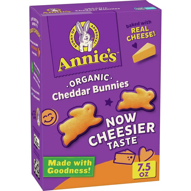 Annie's Organic Cheddar Bunnies Baked Snack Crackers - 7.5oz | Target