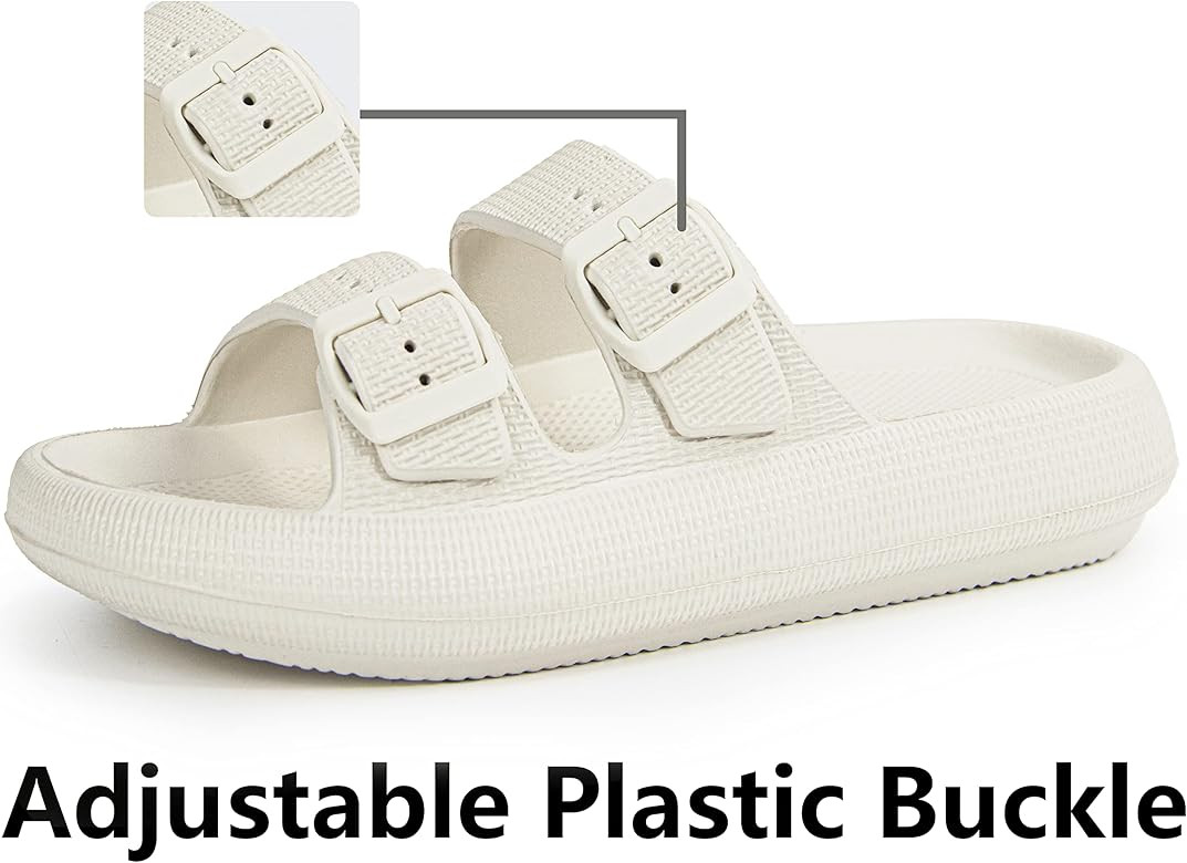 Weweya Sandals for Women and Men - Pillow Slippers - Double Buckle Adjustable Slides - EVA Flat S... | Amazon (US)