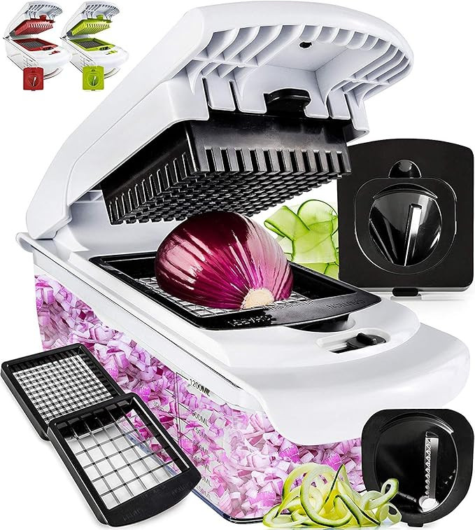 Fullstar Vegetable Chopper - Spiralizer Vegetable Slicer - Onion Chopper with Container - Pro Foo... | Amazon (US)