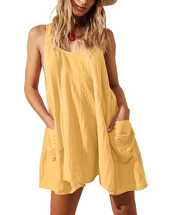 Shiyifa Women's Summer Sleeveless Mini Dress Casual Crew Neck Sundress with Pockets | Amazon (US)