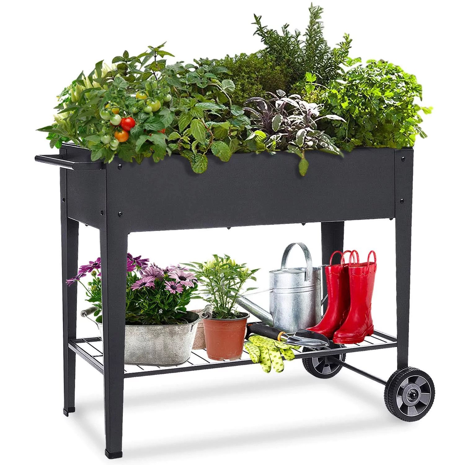 FOYUEE Raised Planter Box with Legs Outdoor Elevated Garden Bed on Wheels Gardening for Vegetable... | Walmart (US)