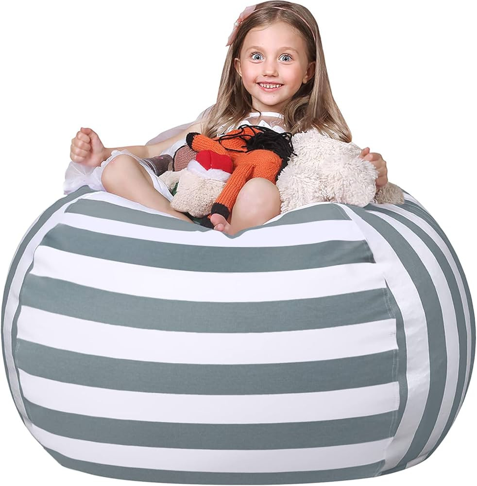 Wekapo Stuffed Animal Storage Bean Bag Chair Cover for Kids | Stuffable Zipper Beanbag for Organi... | Amazon (US)