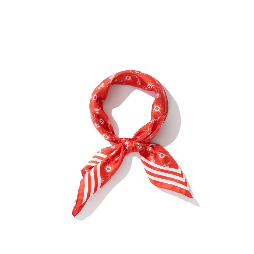 The Silk Mischa Bandana Scarf - Poppy/White | KULE (US)