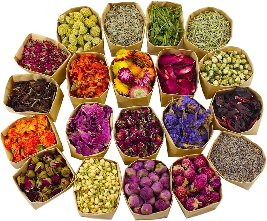 20 Pack*0.28oz Organic Dried Flowers|Linen Bag&Bamboo Clamp,Gluten-Free,Candle Soap Making,Lavend... | Amazon (US)