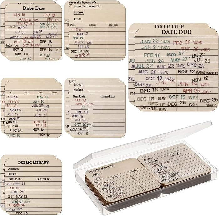 12 Pcs Library Due Date Card Book Coaster, Book Lover Club Librarian Lover Literary Writer Gift V... | Amazon (US)