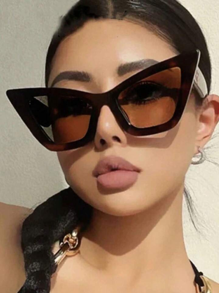 1pc Women Oversized Cat Eye Sunglasses, Stylish Fashion Show Shades With Simple Design | SHEIN US... | SHEIN