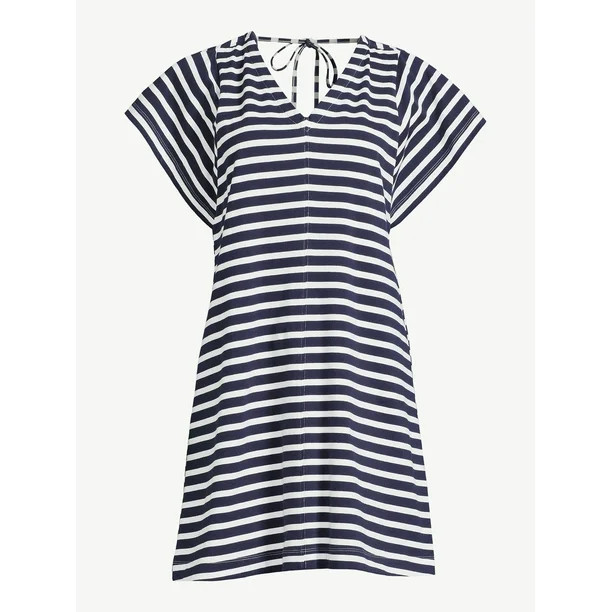 Free Assembly Women's V-Neck Dress with Flounce Sleeves - Walmart.com | Walmart (US)