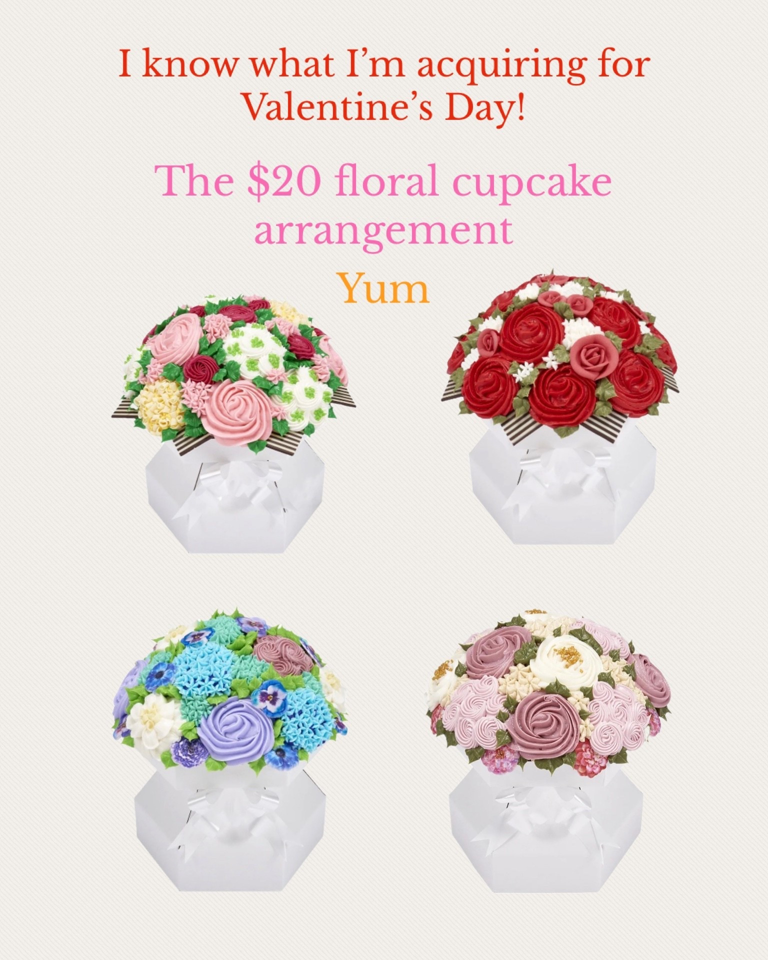 The @walmart cupcake floral arrangement is here!!! And under $20! I already ordered mine! So many custom arrangements to choose from. Select frosting choice, and cake type! Can’t wait to add these beauties to one of my planters! #cupcakearrangement #valentinesday #dessert #cupcakeflowers 

#LTKWedding #LTKfoodie #LTKHome