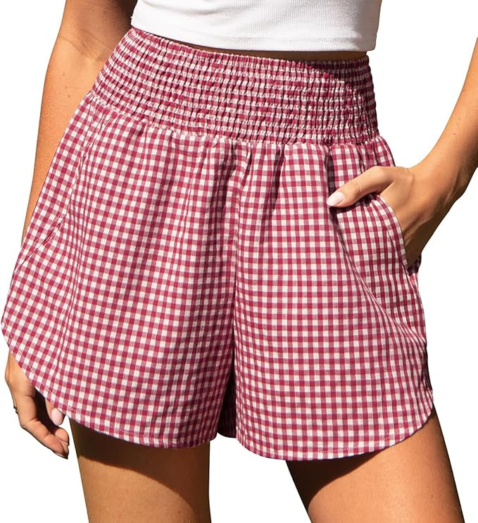 TARSE Womens Gingham Lounge Shorts High Waisted Summer Pajama Beach Casual Loose Fit Summer Short... | Amazon (US)