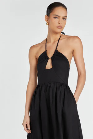 ALYSSA BLACK LINEN MAXI DRESS | DISSH