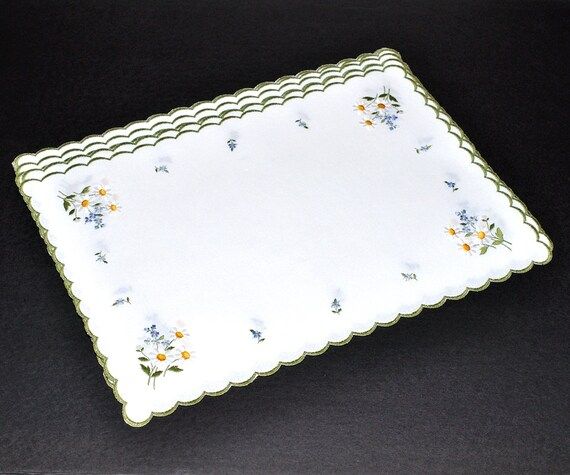Vintage Appenzell Swiss Made Placemats Napkins, Embroidered Daisy & Forget me Not, Scalloped Edge... | Etsy (US)