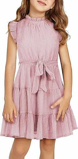Amazon.com: blibean Girl Short Sleeve Dress Tween Kid Summer Boho Ruffle Dresses Preteen Tiered S... | Amazon (US)