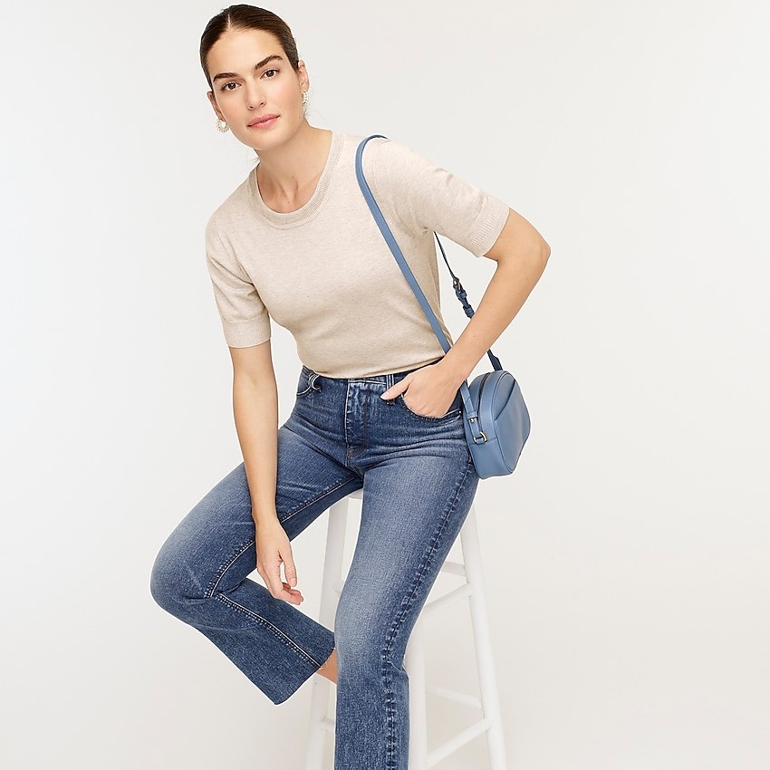 Short-sleeve silk-blend crewneck sweater | J. Crew US