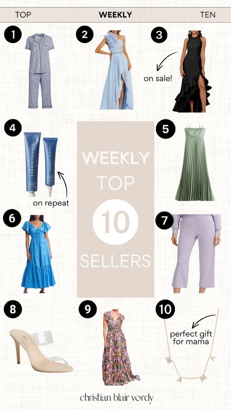 Weekly top ten, favorites 

#christianblairvordy 

#nordstrom #abercrombie #dress #sale #workout #lululemon #shoe #mothersday #summerfridays

#LTKGiftGuide #LTKstyletip #LTKsalealert