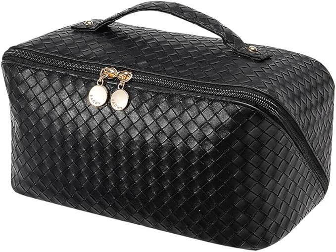 EACHY Travel Makeup Bag,Large Capacity Cosmetic Bags for Women,Waterproof Portable Pouch Open Fla... | Amazon (US)