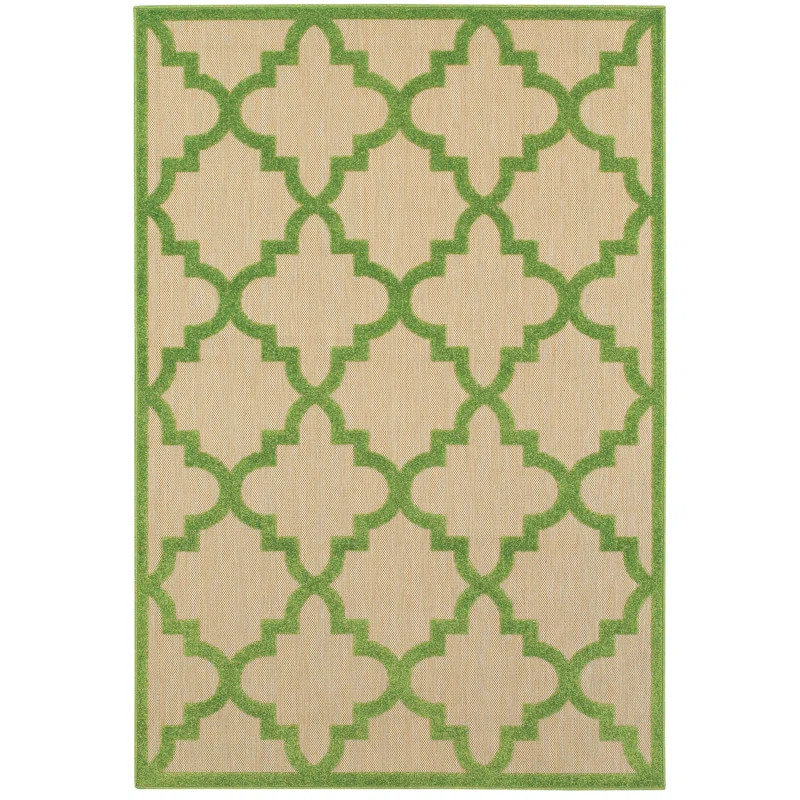 Laub Geometric Indoor / Outdoor Area Rug in Sand/Green | Wayfair North America