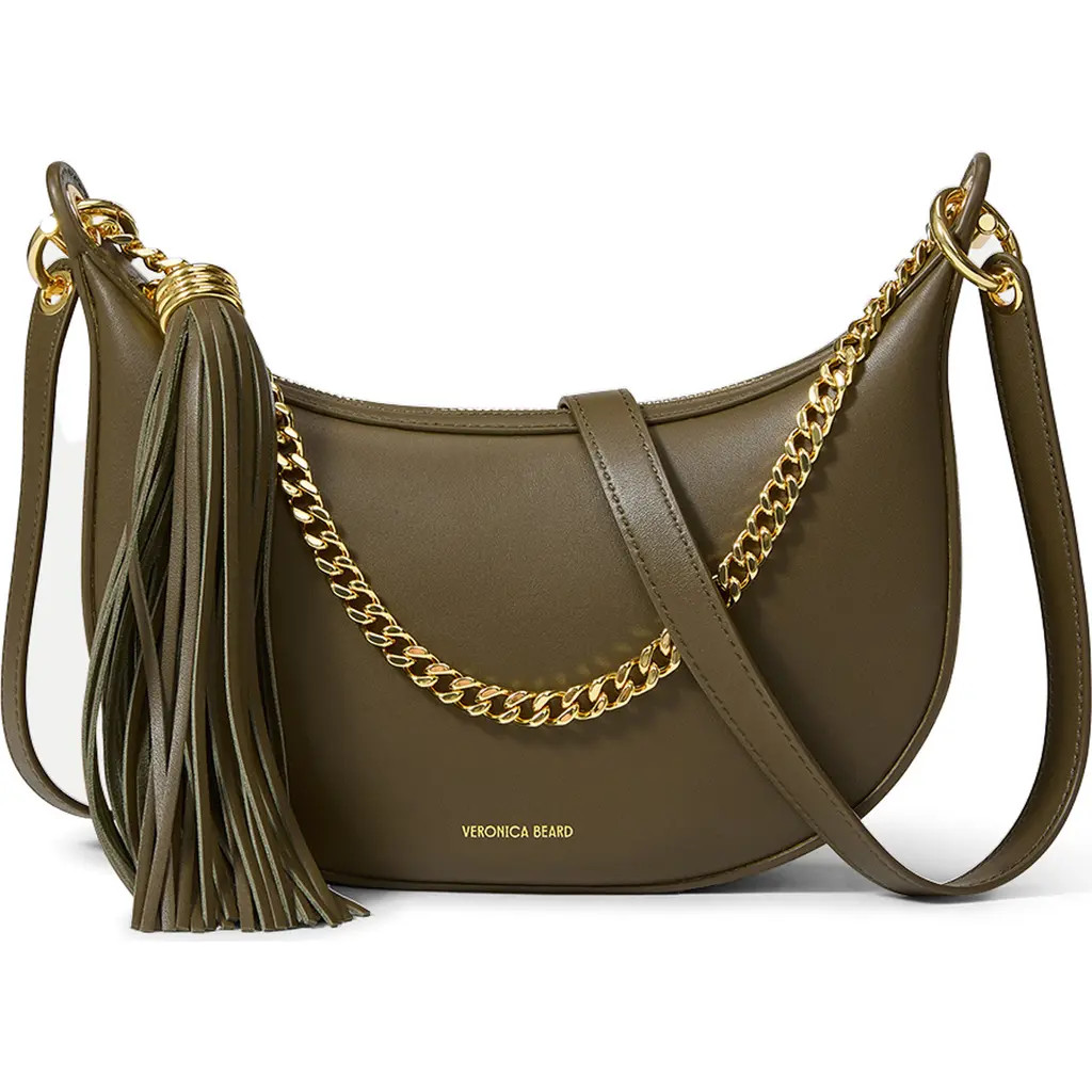 Veronica Beard Small Fortune Leather Shoulder Bag in Cypress at Nordstrom | Nordstrom