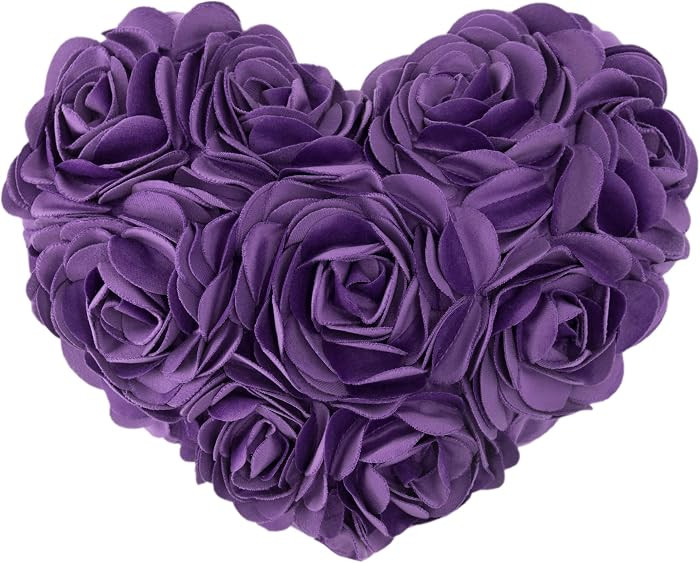 JWH 3D Flower Throw Pillow Covers Decorative Aesthetic Floral Accent Pillow Cases Heart Shaped Cu... | Amazon (US)