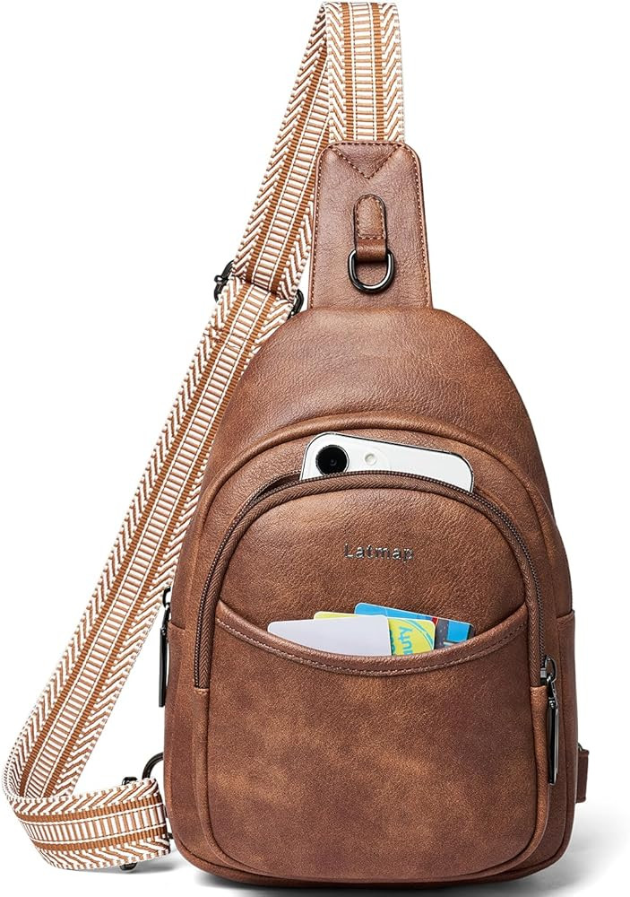 7L Sling Bag For Women Crossbody Fanny Pack Backpack Travel Purse Faux Leather Over Shoulder Belt... | Amazon (US)