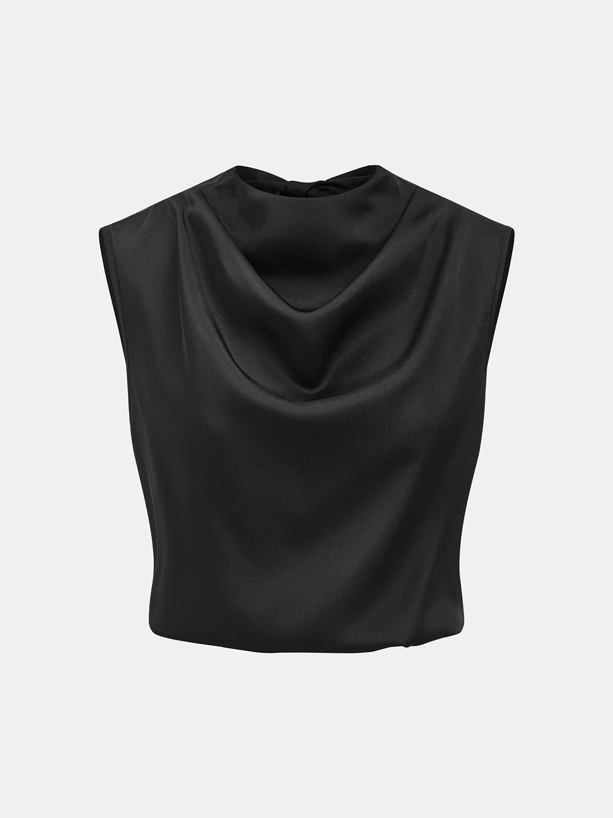 Satin Cowl-Neck Sleeveless Top | Commense