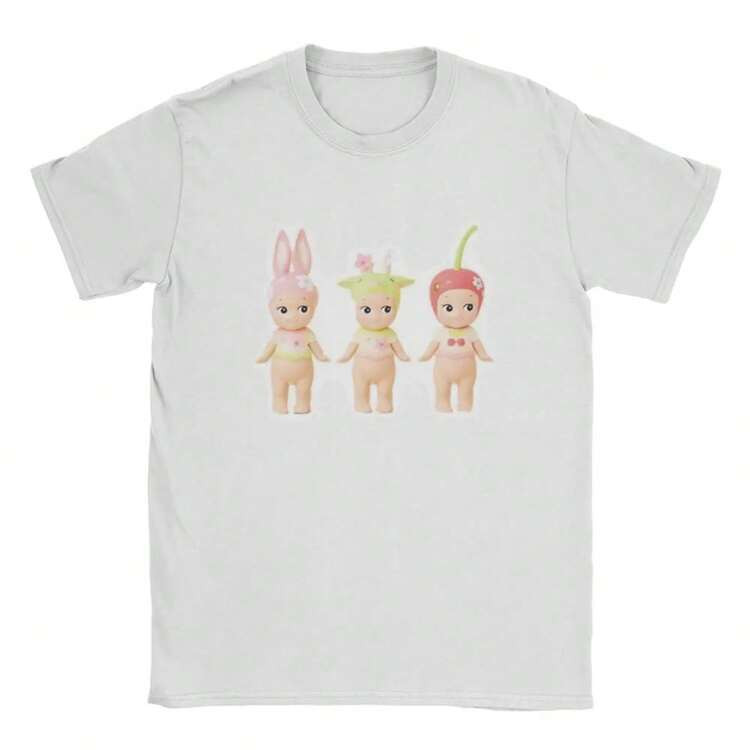 Sonny Angels Cherry Blossom Spring T-Shirts Men Cute Cartoon Popular Novelty Cotton Tees O Neck S... | SHEIN