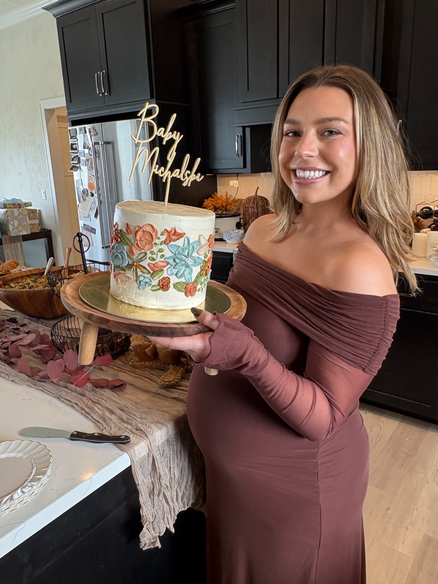 Baby shower dress neutral brown 

#LTKBump #LTKFindsUnder100 #LTKBaby