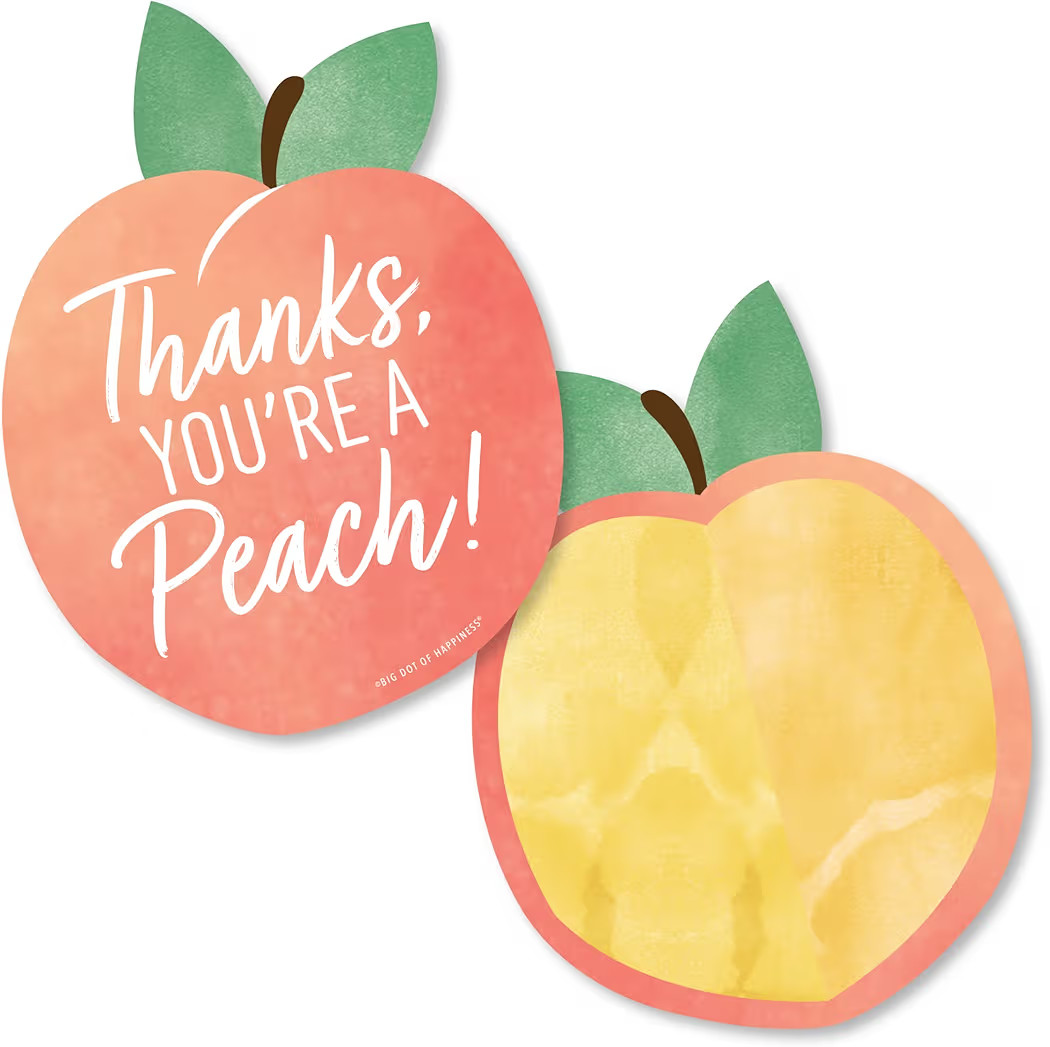 Big Dot of Happiness Sweet as a Peach - Shaped Thank You Cards - Fruit Themed Baby Shower or Birt... | Amazon (US)