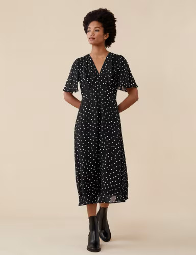 Polka Dot V-Neck Midi Wrap Dress | Marks & Spencer (UK)