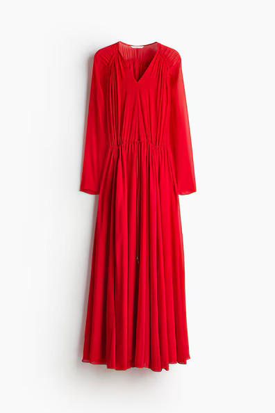H & M - Langes Chiffonkleid - Rot - Damen | H&M (DE, AT, CH, NL, FI)