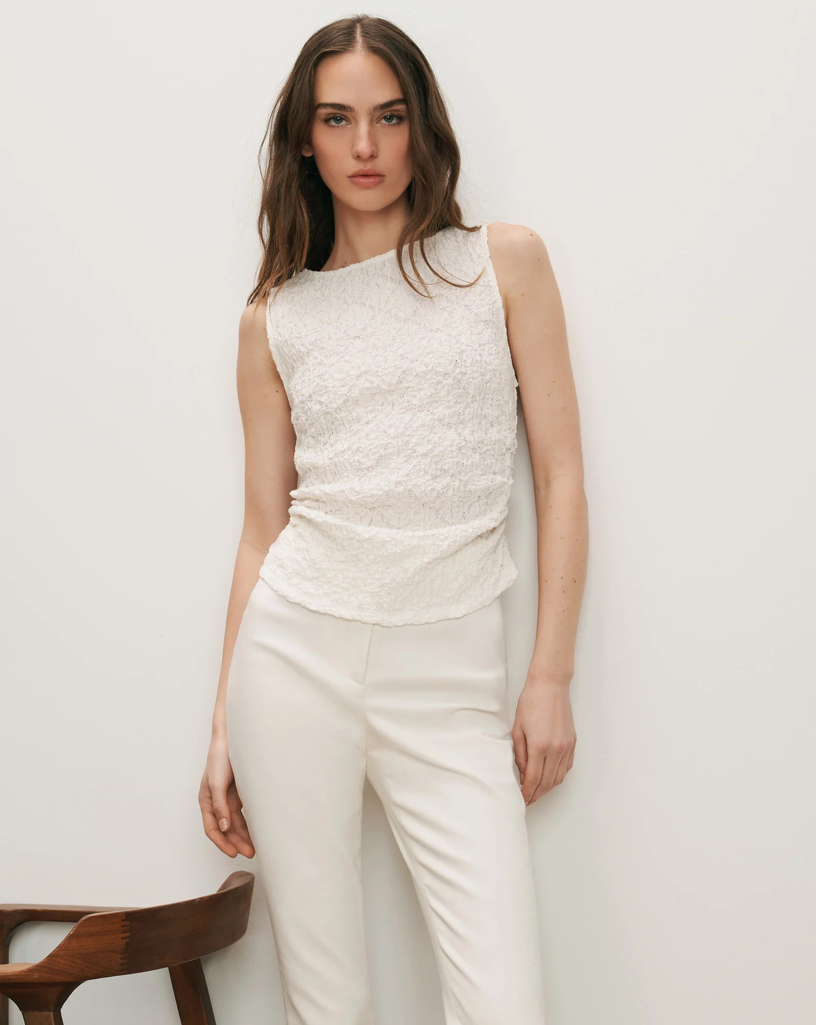 Veronica Beard Selah Lace Tank Top Dove White | Veronica Beard