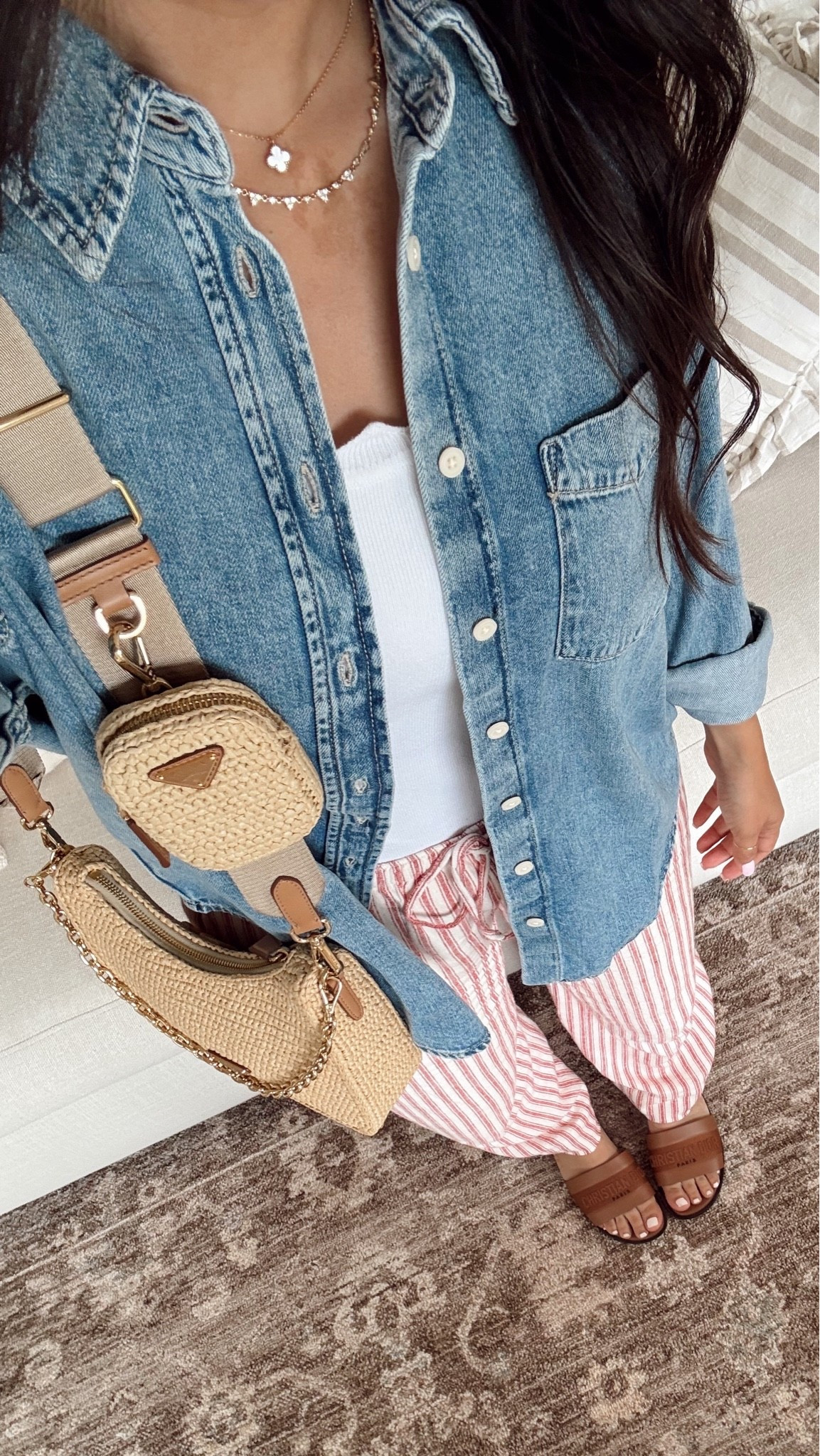 These linen blend pants are available in a pretty brown checked gingham!!! Wearing a small short size

#LTKootd