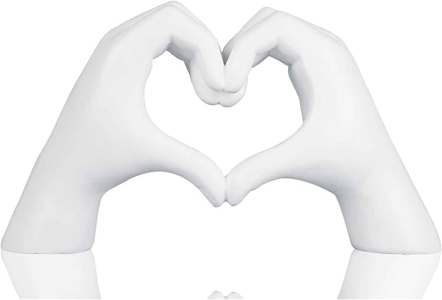 Pozbee Heart Hands Sculpture White, Heart Gesture Statue, Home Table Decor Hand Heart Sign Statue... | Amazon (US)