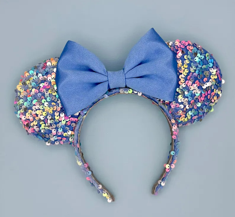 MADE TO ORDER Blue Carousel Velvet Sequin Ears | Headband Mouse Ears | Minnie Ears | Princess Mou... | Etsy (US)