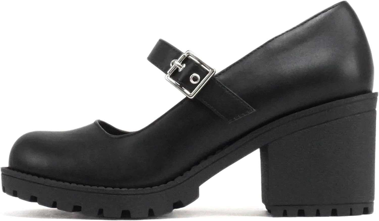 Soda “Eviana” ~ Women Mary Jane Round Toe Mid Chunky Block Heel Lug Sole Pump with Adjustable Strap | Amazon (US)