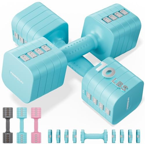 FEIERDUN 5-in-1 Adjustable Dumbbell Set of 2, 20LBS/10LBS Hand Weights for Women, 1s-Adjust Dual-Stable Dumbbell Set for Women Home Gym & Outdoor | Amazon (US)