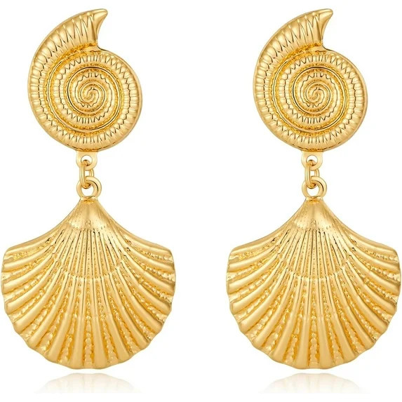 Gold/Silver Shell Dangle Earrings for Women Seashell Drop Dangle Earrings Ocean Beach Earrings Su... | Walmart (US)